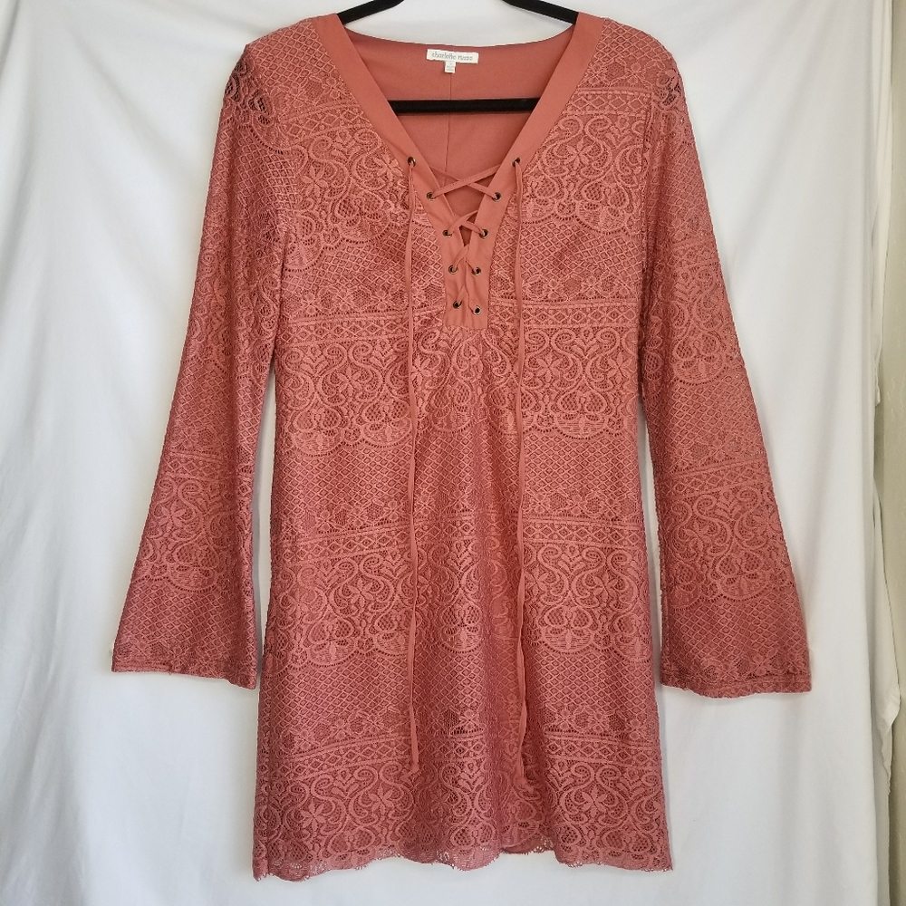 LACE DRESS Flare sleeves mini Size Junior Small
